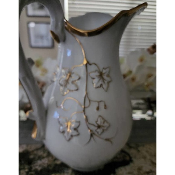 Large White & Gold B&D China Pitcher - Picture 4 of 11